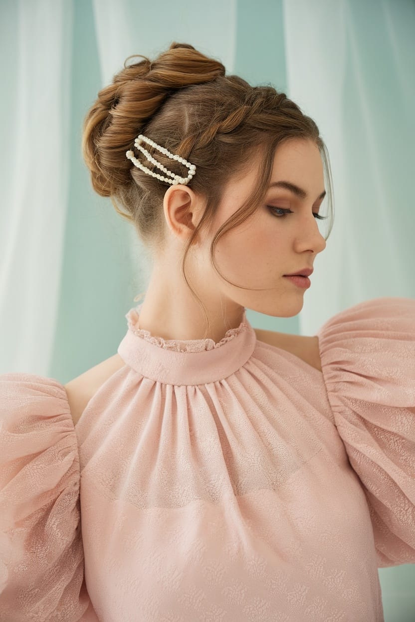 Elegant Ash Blonde Updo With Pearls Elegant Ash Blonde Updo With Pearls — Simple Dresses Hairstyles
