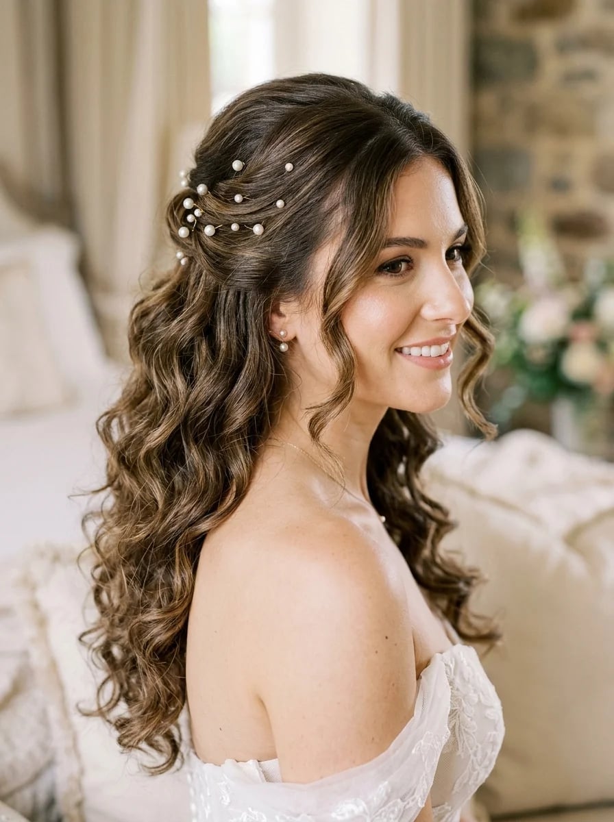 Long Curly Half Up Half Down With Braids Long Curly Half Up Half Down With Braids — Simple Dresses Hairstyles