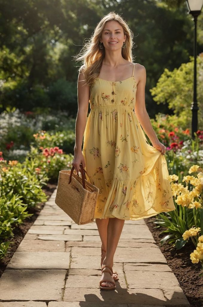 Yellow Floral Print Button-Front Sundress Yellow Floral Print Button-Front Sundress — Simple Dresses to Wear