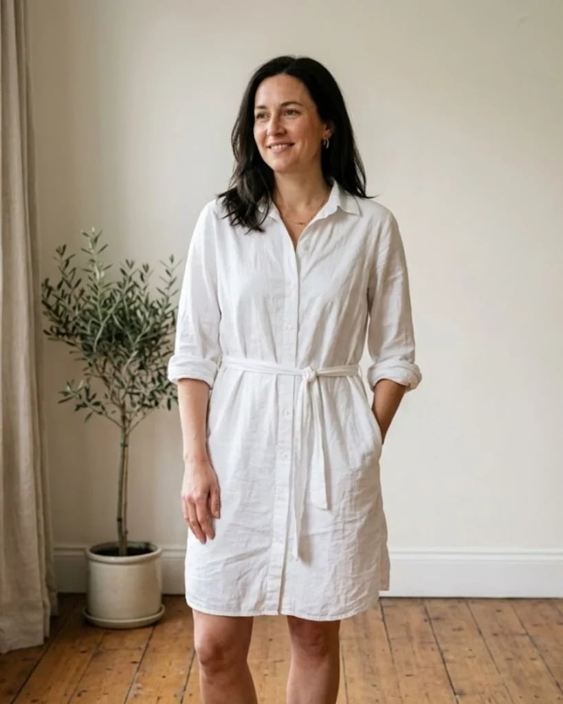 White Linen Belted Shirt Dress White Linen Belted Shirt Dress — Simple Dresses to Wear