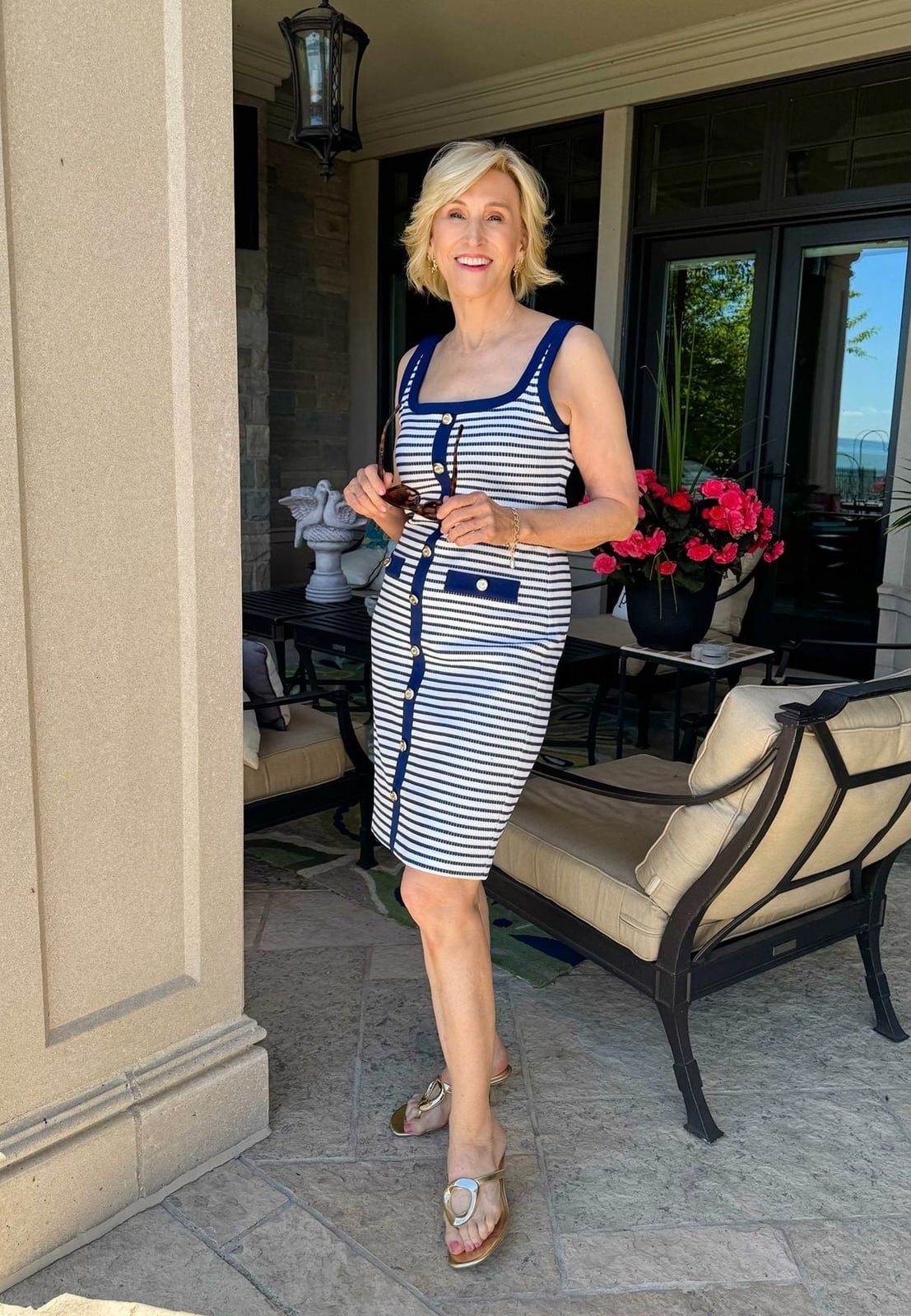 Navy and White Striped Knit Dress — Simple Dressy Outfits