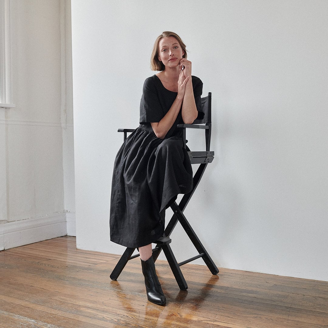 Monochromatic Black A-Line Midi Dress — Simple Dressy Outfits