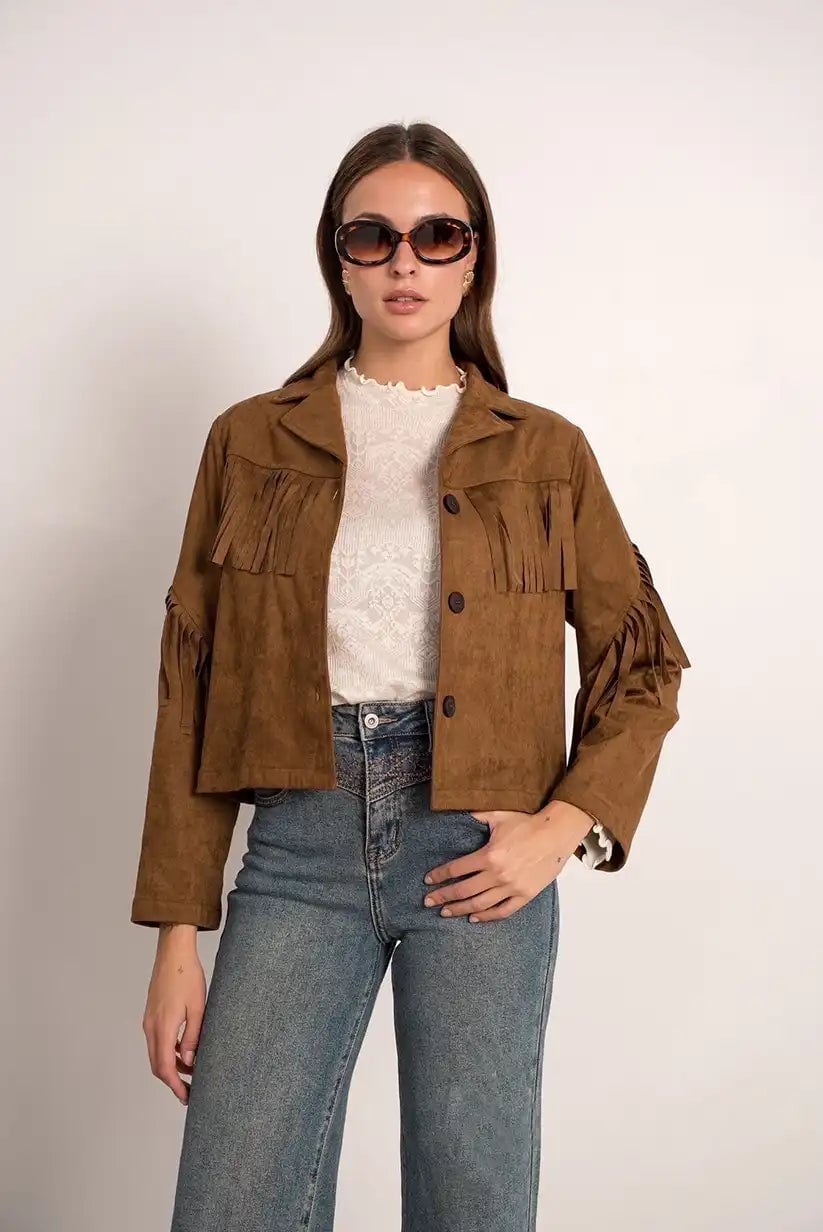 Fringed Jacket Over Lace Top and Jeans Fringed Jacket Over Lace Top and Jeans — Simple Everyday Outfits