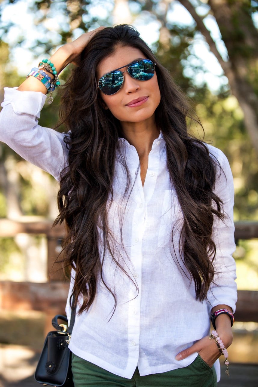 Loose White Shirt with Olive Green Pants Loose White Shirt with Olive Green Pants — Simple Everyday Outfits