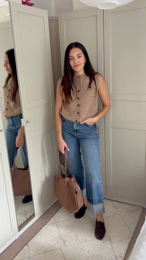 Brown Knit Top with Cuffed Blue Jeans Brown Knit Top with Cuffed Blue Jeans — Simple Everyday Outfits
