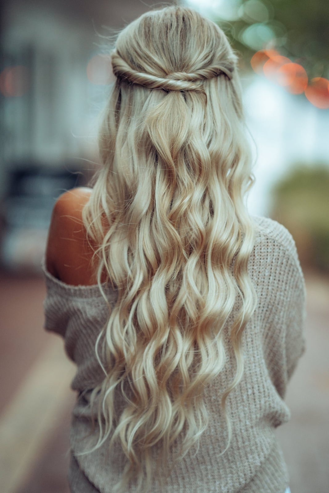 Mid-Back Ash Blonde Half-Up Half-Down With Twisted, Low-Key Version Mid-Back Ash Blonde Half-Up Half-Down With Twisted, Low-Key Version — Simple Extensions Hairstyles