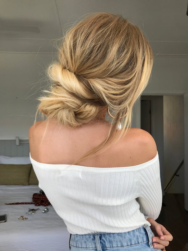 Mid-Back Ash Blonde Messy Bun With Root Shadow Mid-Back Ash Blonde Messy Bun With Root Shadow — Simple Extensions Hairstyles