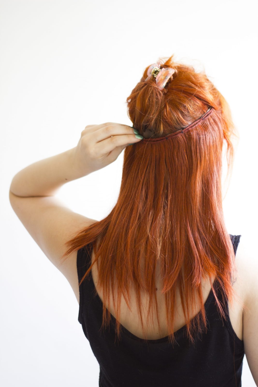 Mid-Back Red Wavy Hair Application Mid-Back Red Wavy Hair Application — Simple Extensions Hairstyles