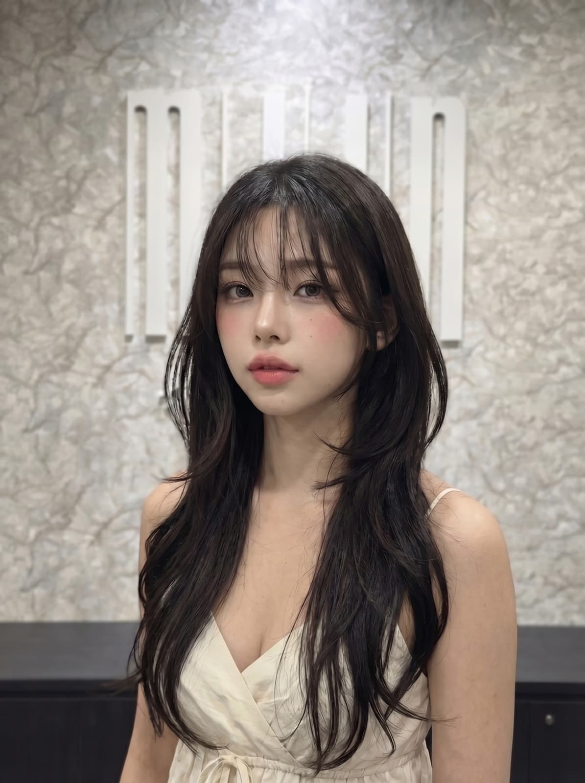 Collarbone Dark Brown With Face-Framing Layers, Close-Up Take — Simple Face Framing Bangs