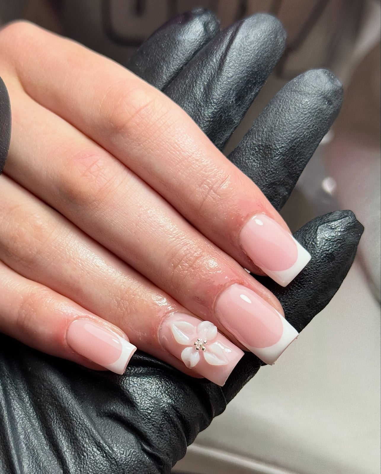 3D Flower White French Soft Square 3D Flower White French Soft Square — Simple French Nails