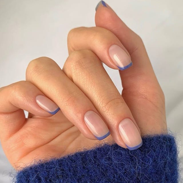 Medium Almond Light Green French Tips With Strawberry Art Medium Almond Light Green French Tips With Strawberry Art — Simple French Tip Nails