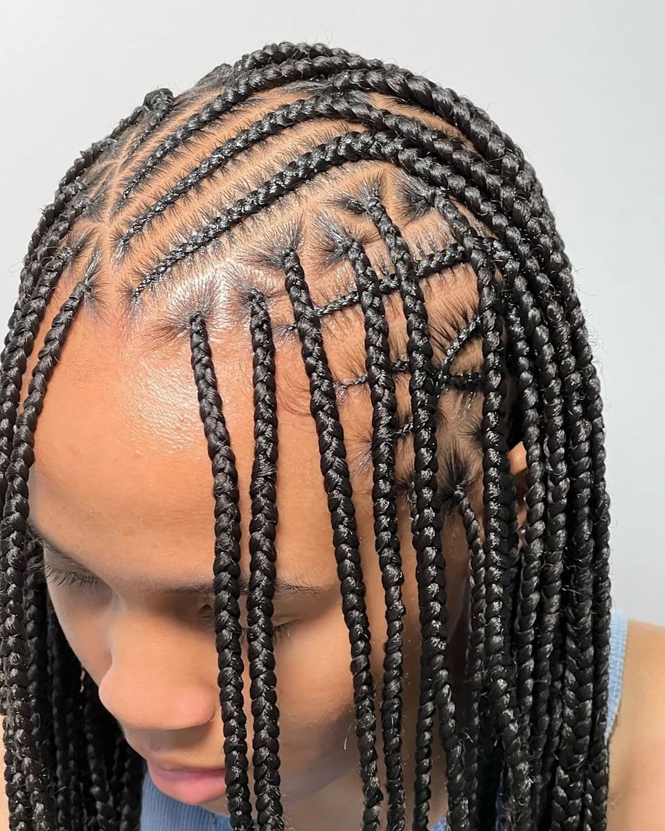 Mid-Back Fulani Braids With Neat Cornrows — Simple Fulani Braids Hairstyles