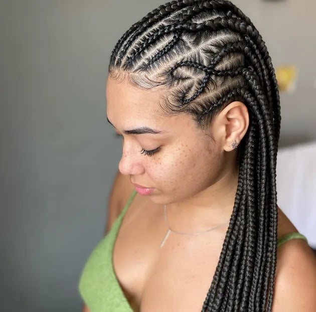 Mid-Back Fulani Braids With Beads and Loose Ends, Straight — Simple Fulani Braids Hairstyles