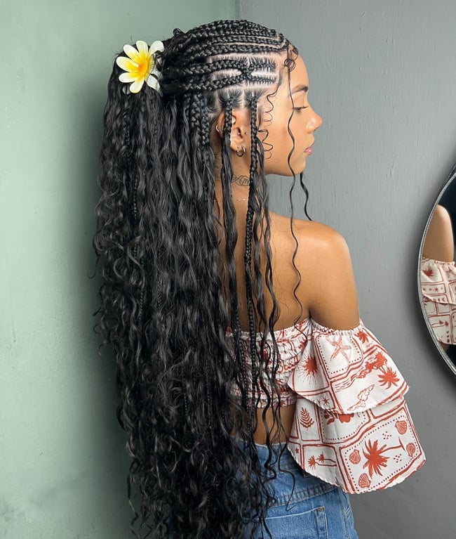 Fulani Braids Transitioning To Loose Wavy Hair — Simple Fulani Braids Hairstyles