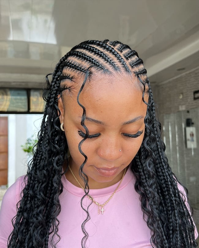 Fulani Braids With Loose Curly Ends — Simple Fulani Braids Hairstyles