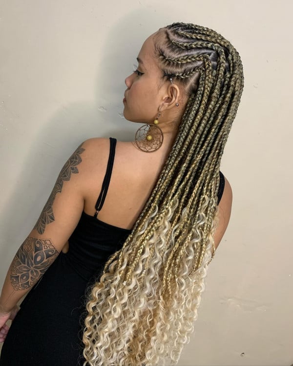 Ombre Fulani Braids With Curly Ends — Simple Fulani Braids Hairstyles
