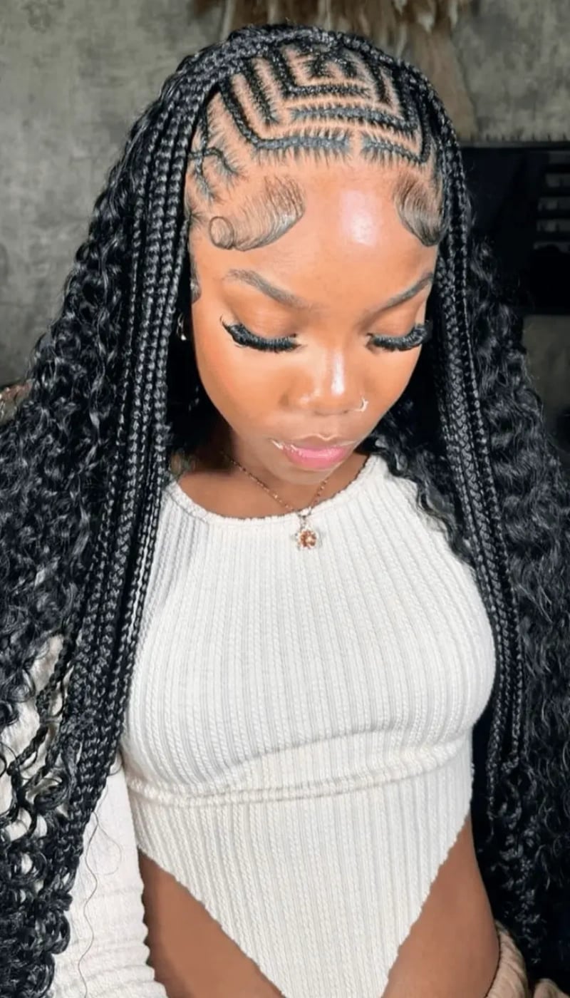 Fulani Braids With Wavy Extensions And Baby Hairs, Mid-Back — Simple Fulani Braids Natural Hair