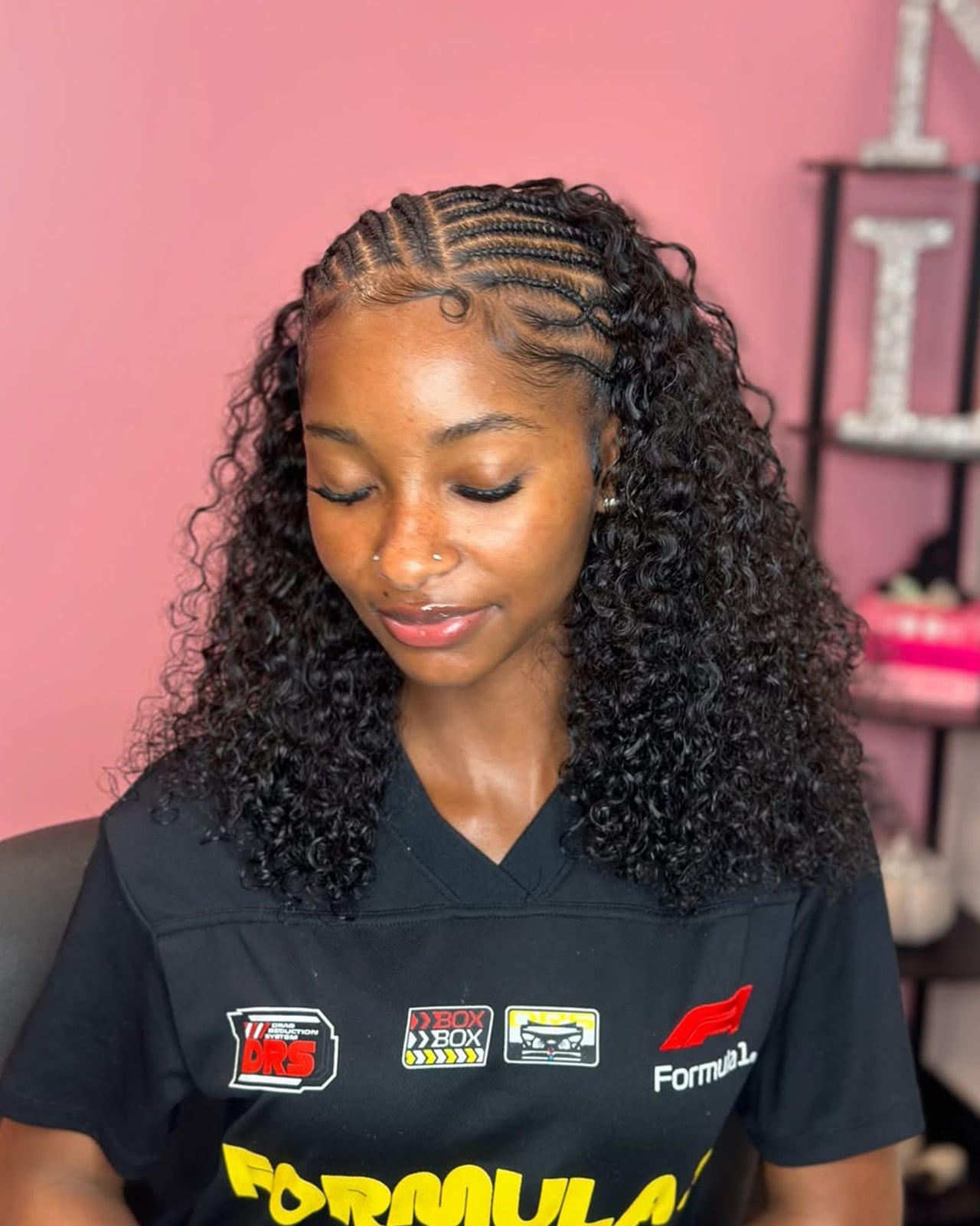 Fulani Braids With Loose Natural Curls Combination — Simple Fulani Braids Natural Hair