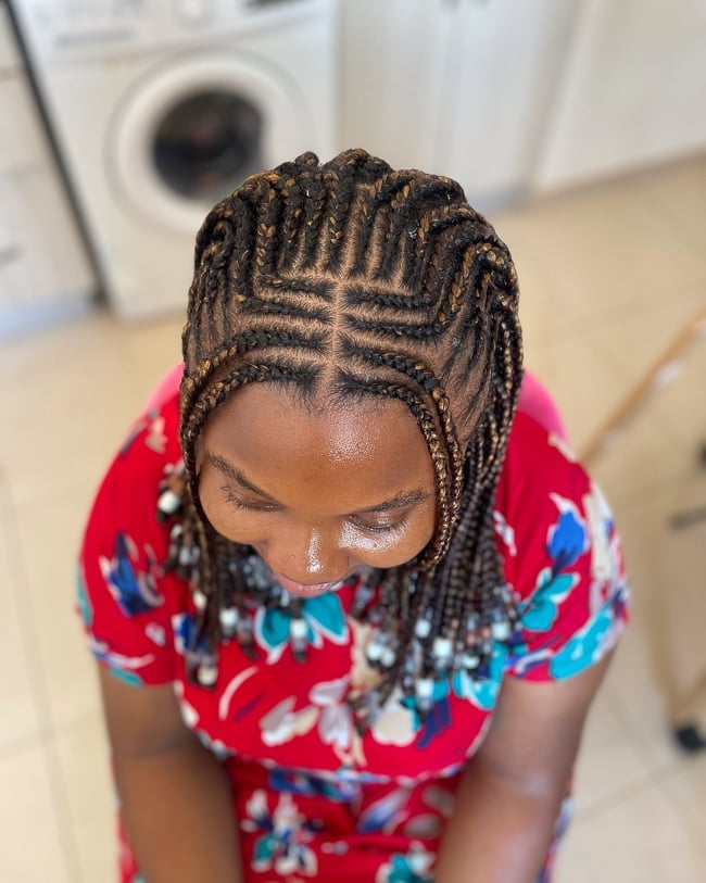 Shoulder Length Fulani Braids With Geometric Pattern, Middle — Simple Fulani Braids Natural Hair