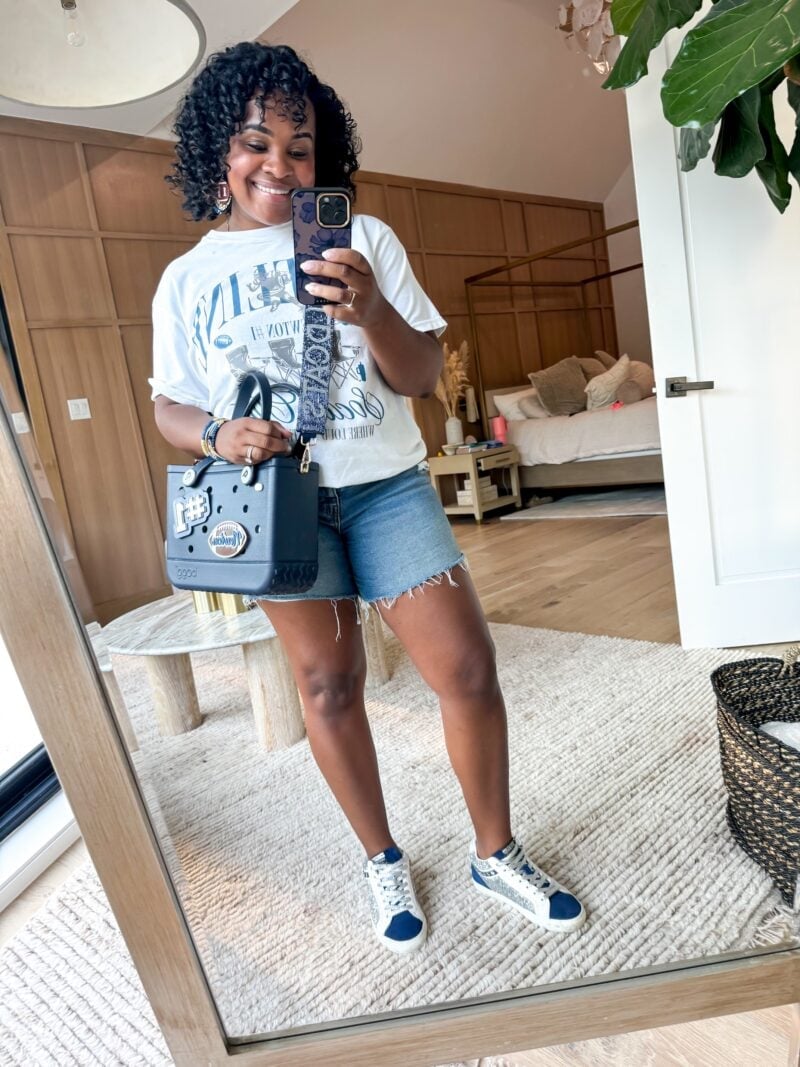 White Strapless Top and Shorts for a Chic Game Day Look White Strapless Top and Shorts for a Chic Game Day Look — Simple Game Day Outfits