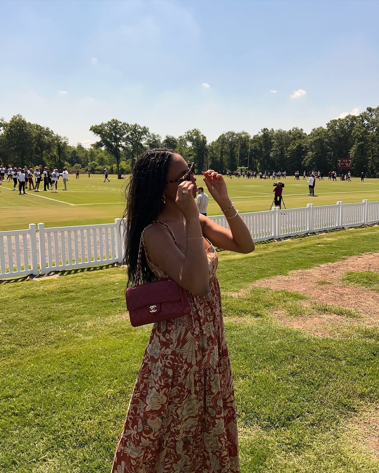 Patterned Maxi Dress for a Game Day Outdoor Event Patterned Maxi Dress for a Game Day Outdoor Event — Simple Game Day Outfits