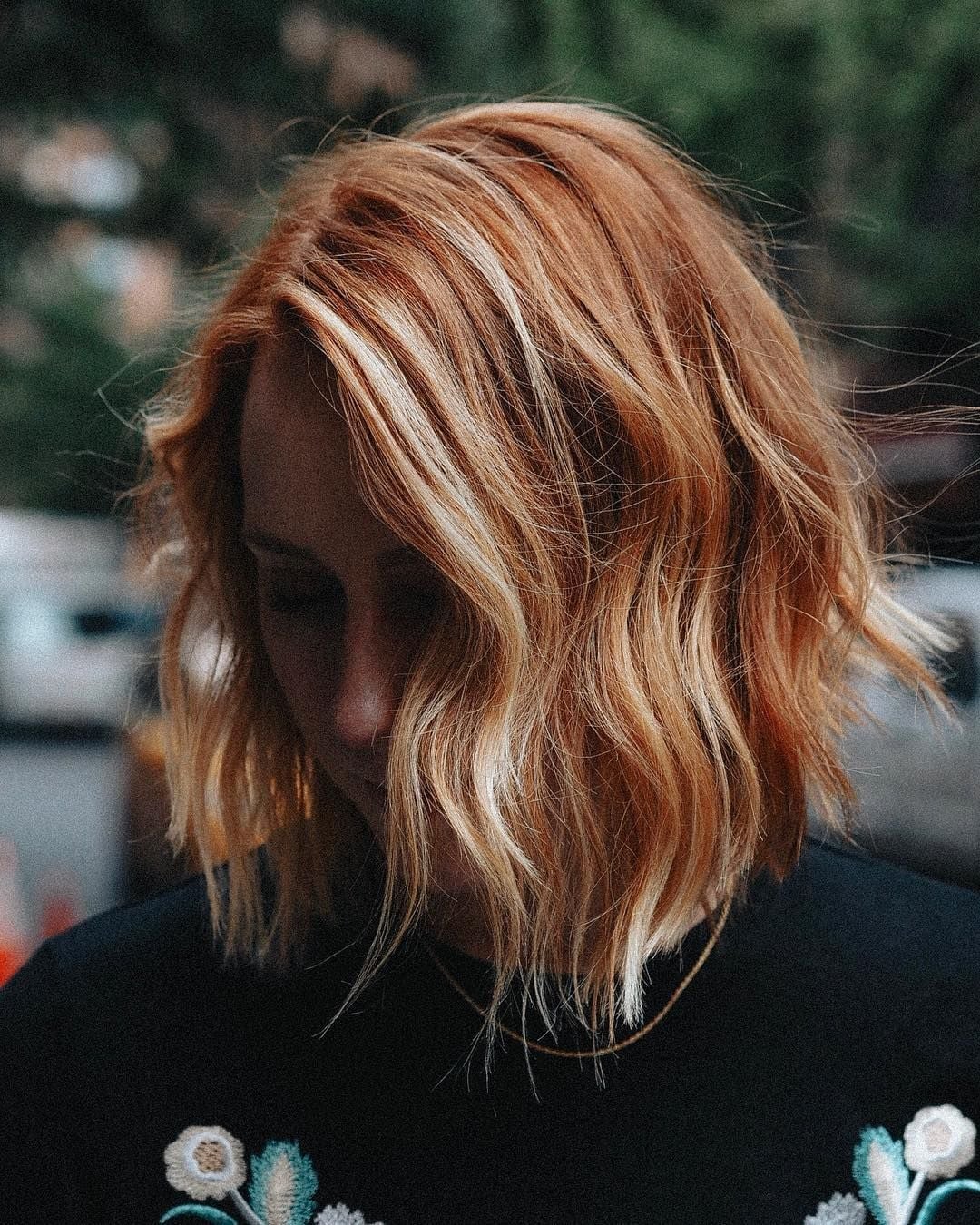 Collarbone Fine Hair With Ginger Highlights — Simple Ginger Highlights