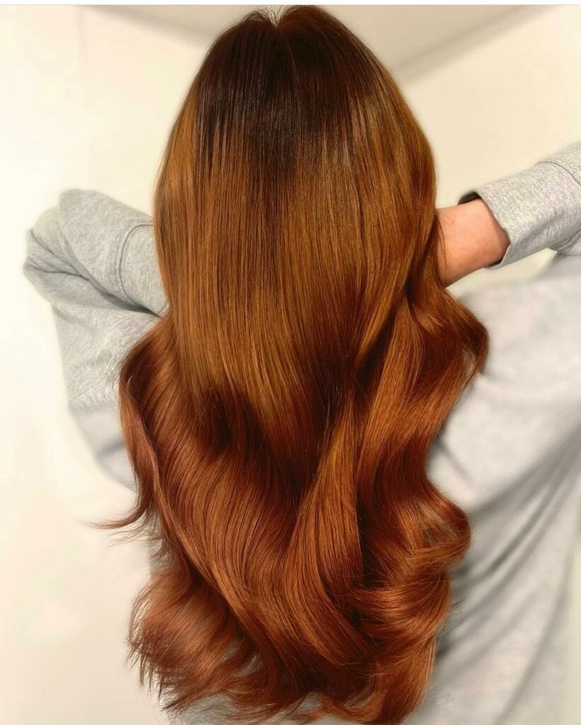 Mid-Back Ginger Brown With Root Shadow — Simple Ginger Highlights