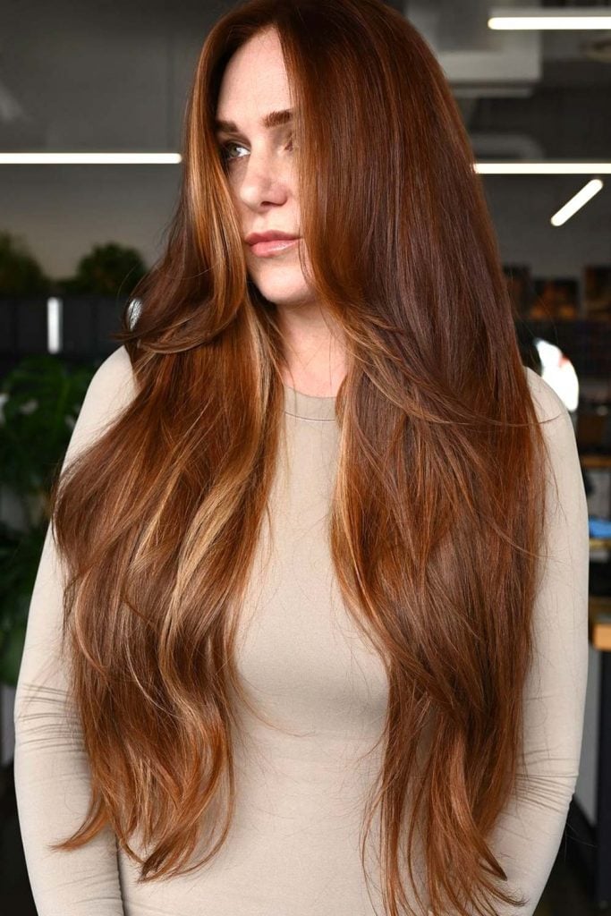 Long Auburn With Subtle Ginger Highlights — Simple Ginger Highlights