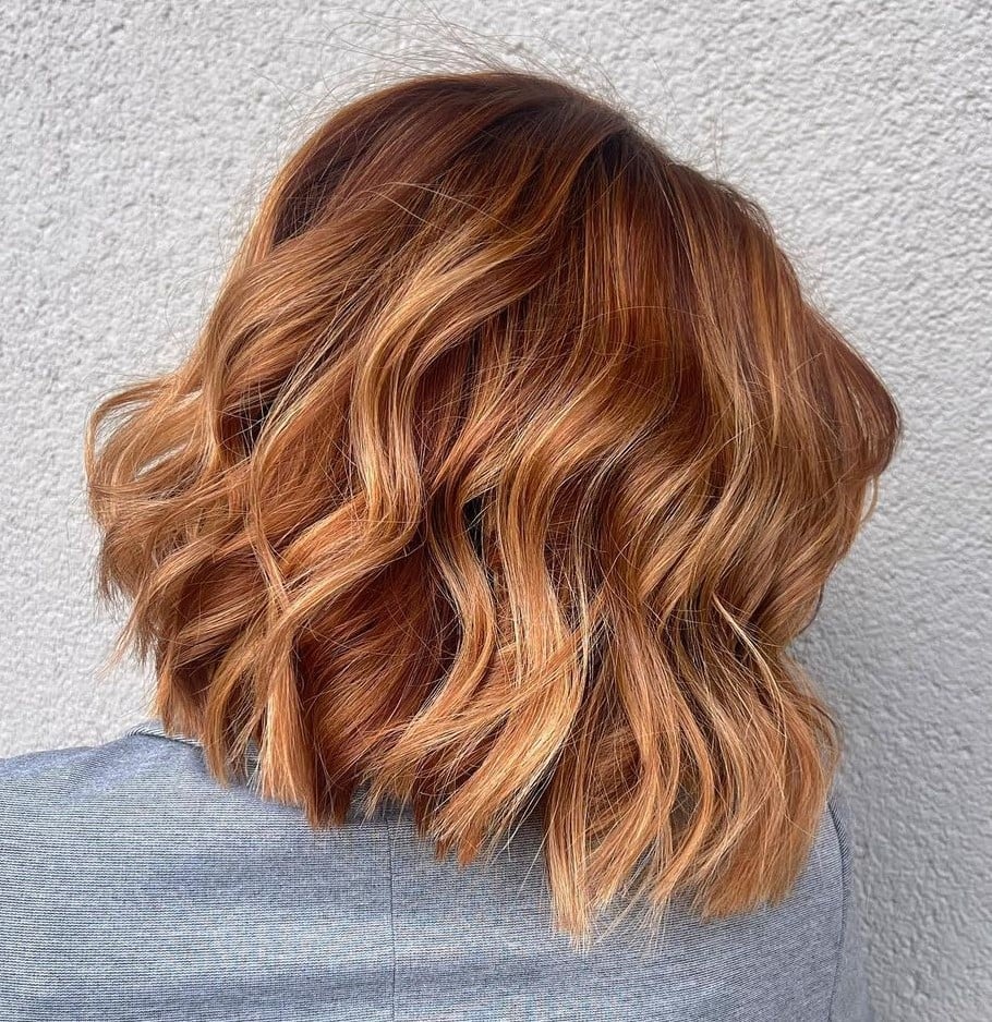 Collarbone Lob With Ginger Highlights Dimension — Simple Ginger Highlights