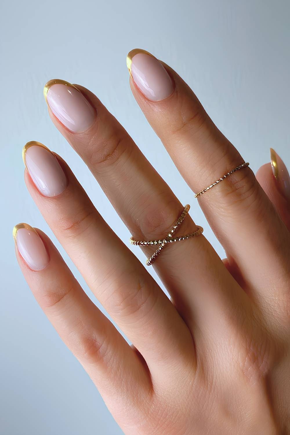 Long Sharp Almond Metallic Gold Tips Long Sharp Almond Metallic Gold Tips — Simple Gold French Tip Nails