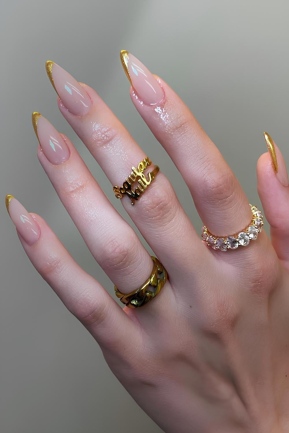 Long Sharp Metallic Gold French Long Sharp Metallic Gold French — Simple Gold French Tip Nails