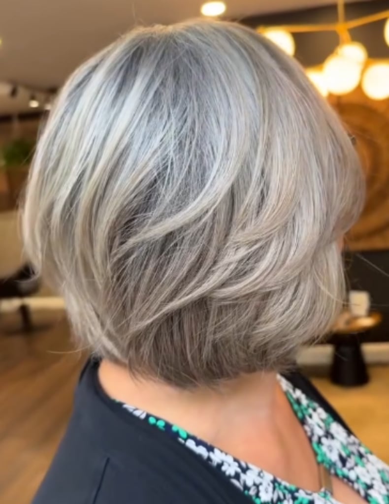 Short Layered Gray Bob With Volume — Simple Gray Blending
