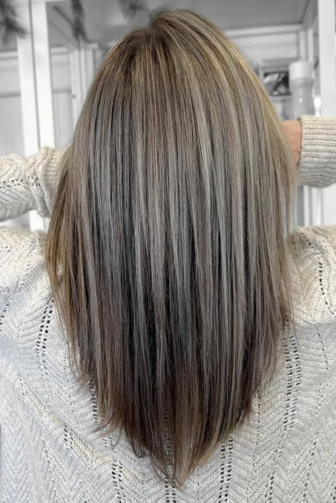 Layered Collarbone Waves With Darker Roots — Simple Gray Blending