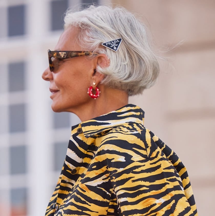 Ear-Length Gray Bob With Blowout Ear-Length Gray Bob With Blowout — Simple Gray Hair