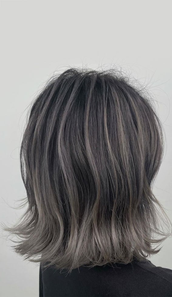 Dark Base With Silver Gray Highlights — Simple Gray Highlights