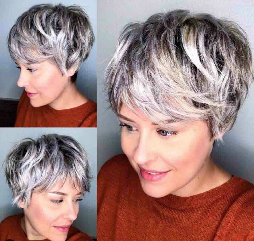 Textured Pixie Cut With Gray Highlights — Simple Gray Highlights
