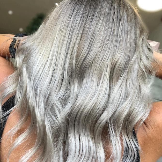 Mid-Back Ashy Blonde With Gray Highlights — Simple Gray Highlights