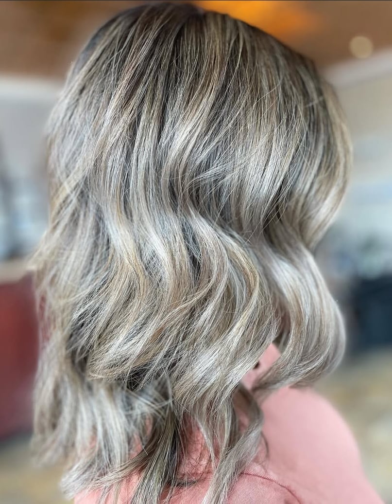 Shoulder Length Wavy Hair With Natural Grays — Simple Gray Highlights