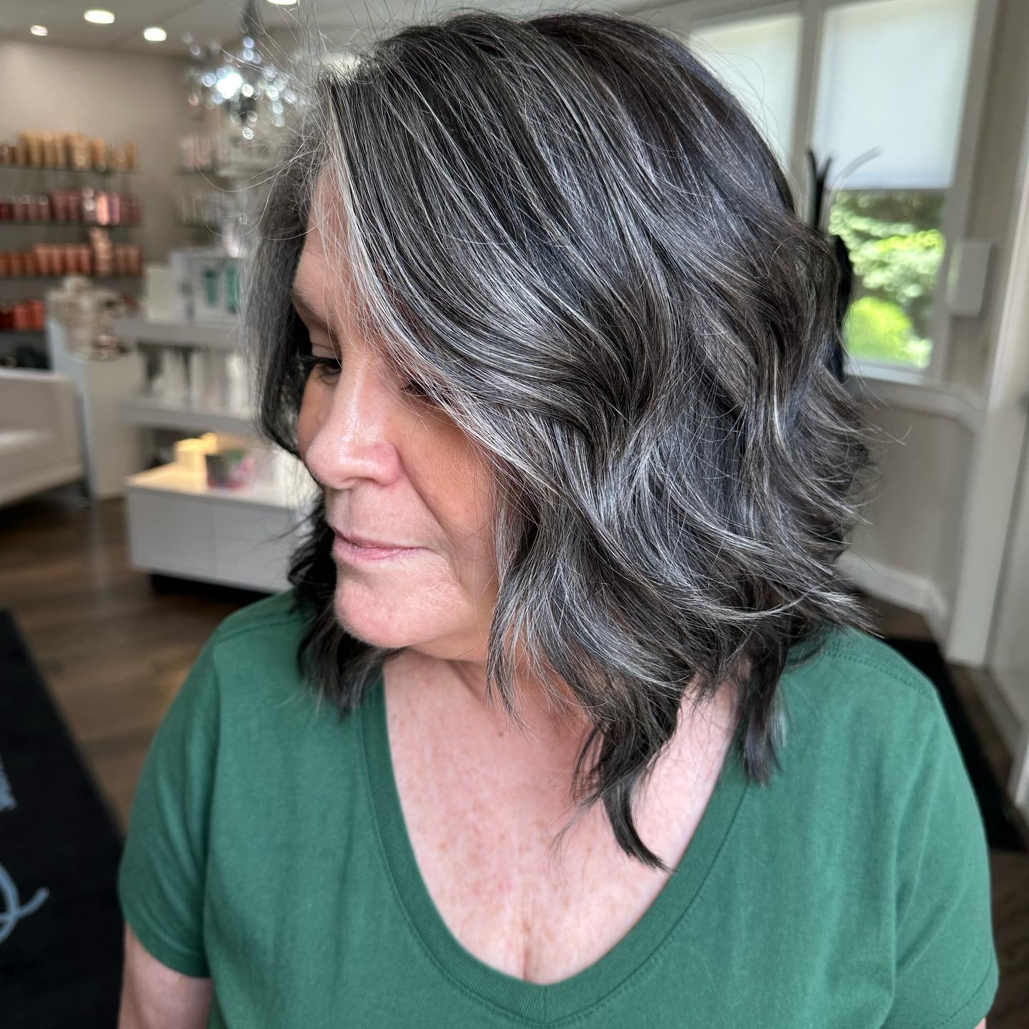 Shoulder Length Dark Base With Gray Highlights — Simple Gray Highlights
