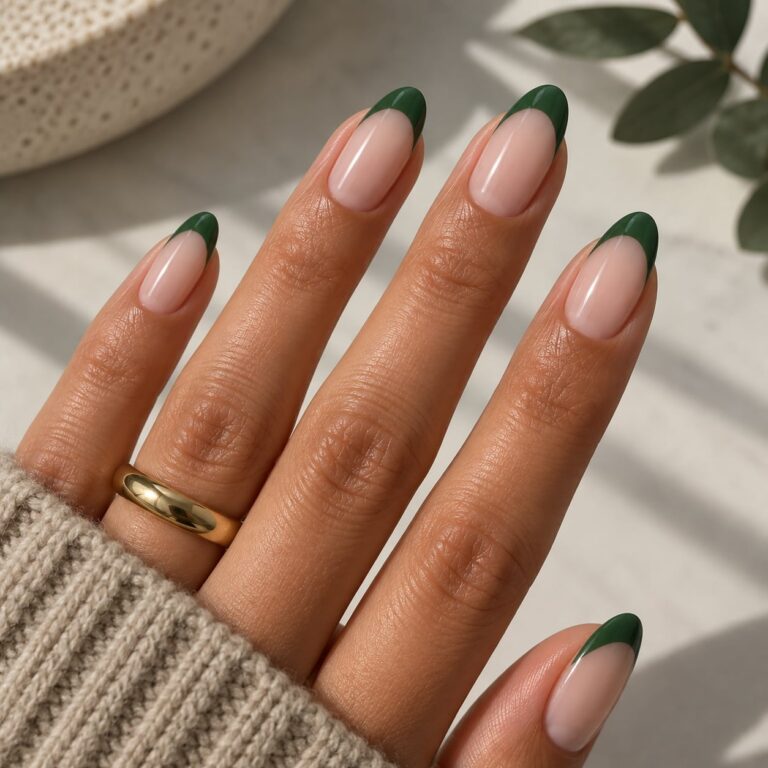 27 Simple Green French Tip Nails 2027 for a Fresh Look