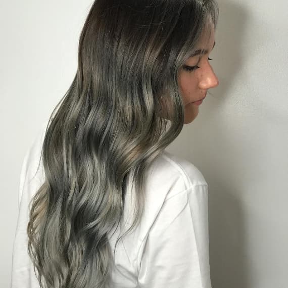 Mid-Back Ash Grey With Lighter Grey Highlights — Simple Grey Highlights