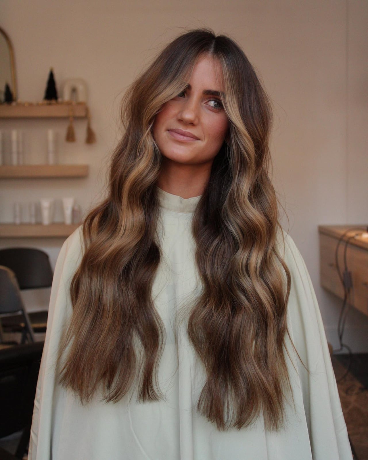 Mid-Back Dark Brown With Honey Caramel Balayage, Layers Mid-Back Dark Brown With Honey Caramel Balayage, Layers — Simple Hair Color Chart