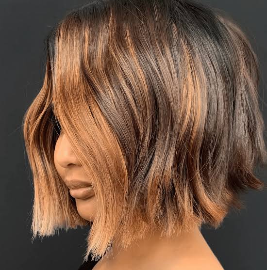 Chin Length Bob With Warm Highlights Chin Length Bob With Warm Highlights — Simple Hair Color Chart