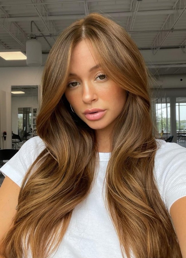 Mid-Back Light Brown With Face-Framing Layers — Simple Hair Color for Pale Skin
