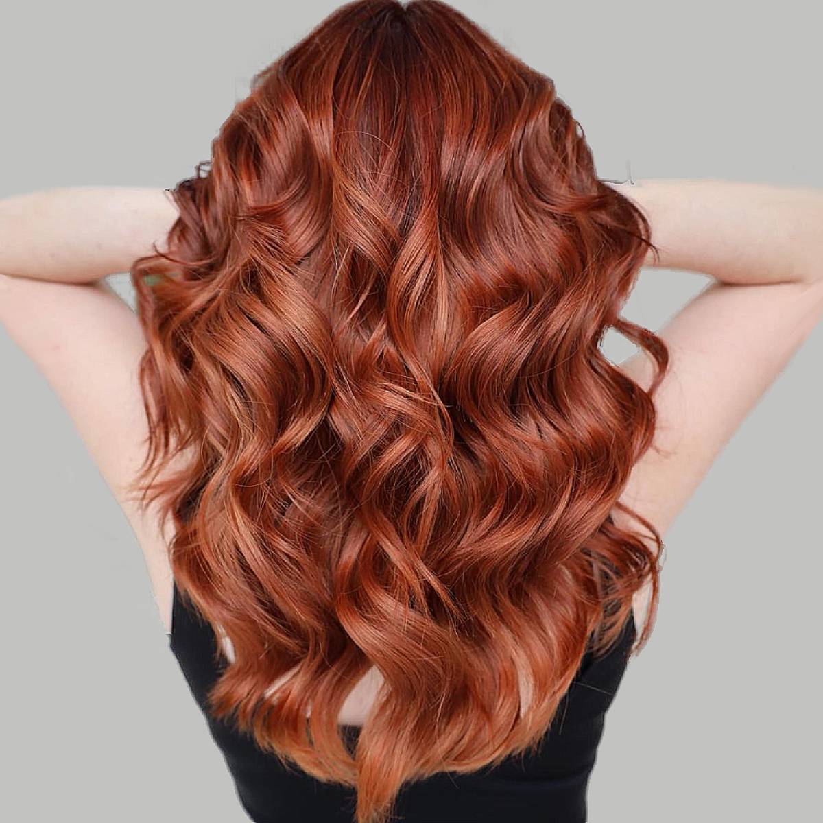 Mid-Back Vibrant Copper Red — Simple Hair Color for Pale Skin