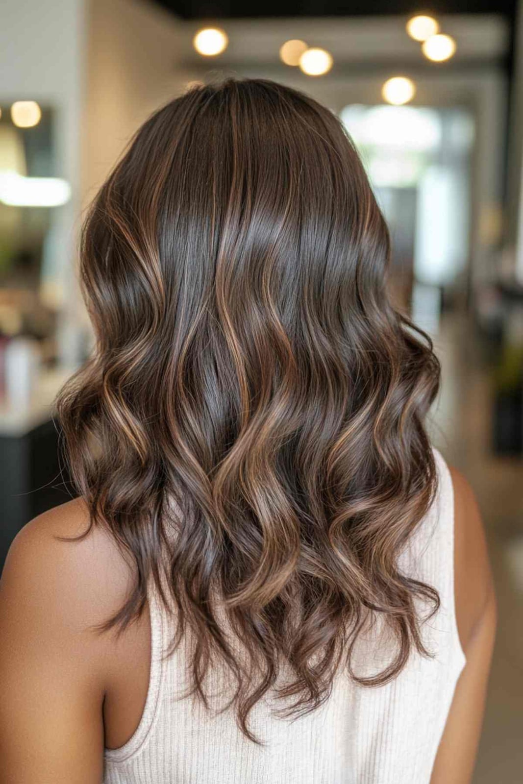 Collarbone Brown With Natural Highlights — Simple Hair Color Ideas