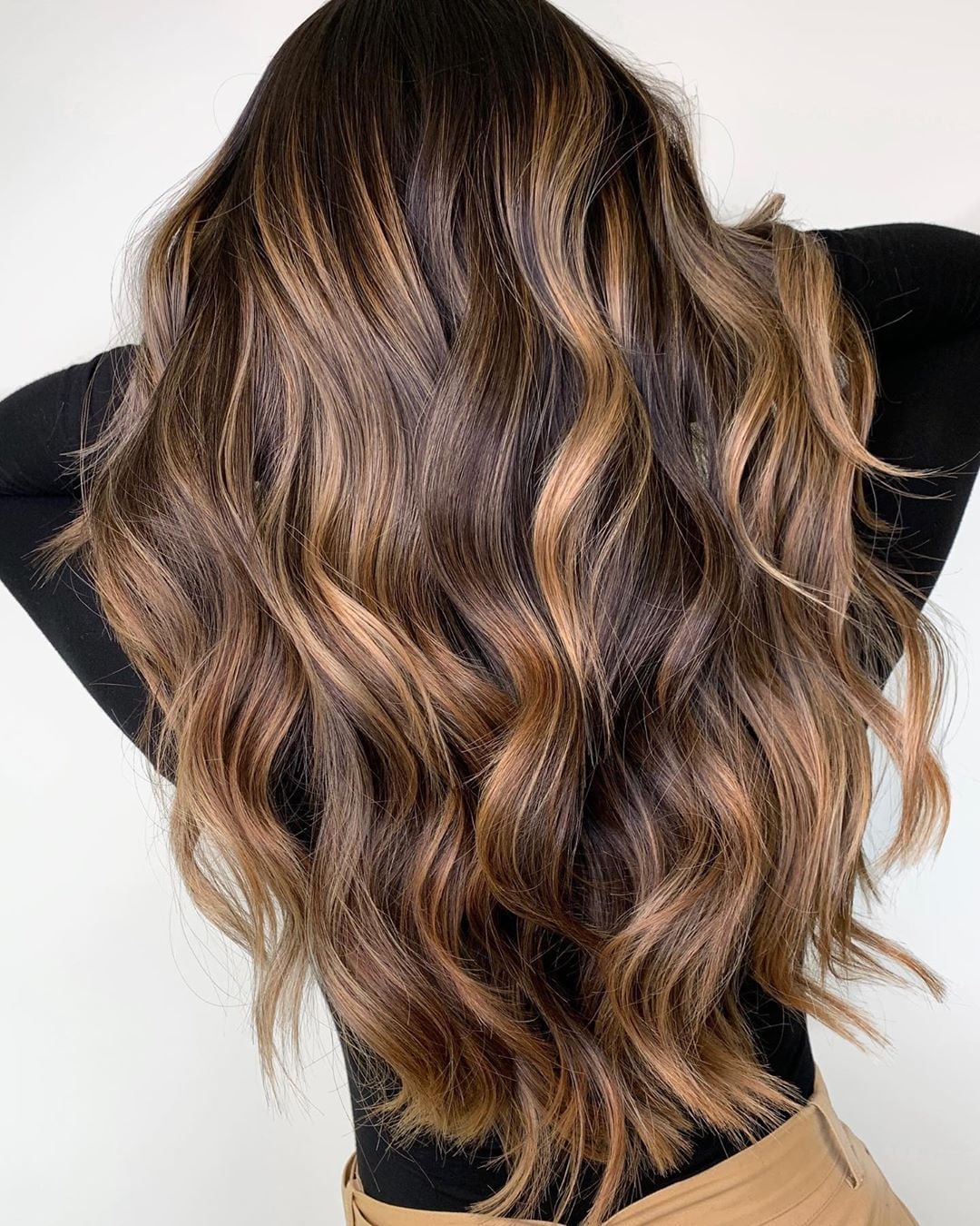 Mid-Back Dark Brown With Dimensional Color — Simple Hair Color Ideas