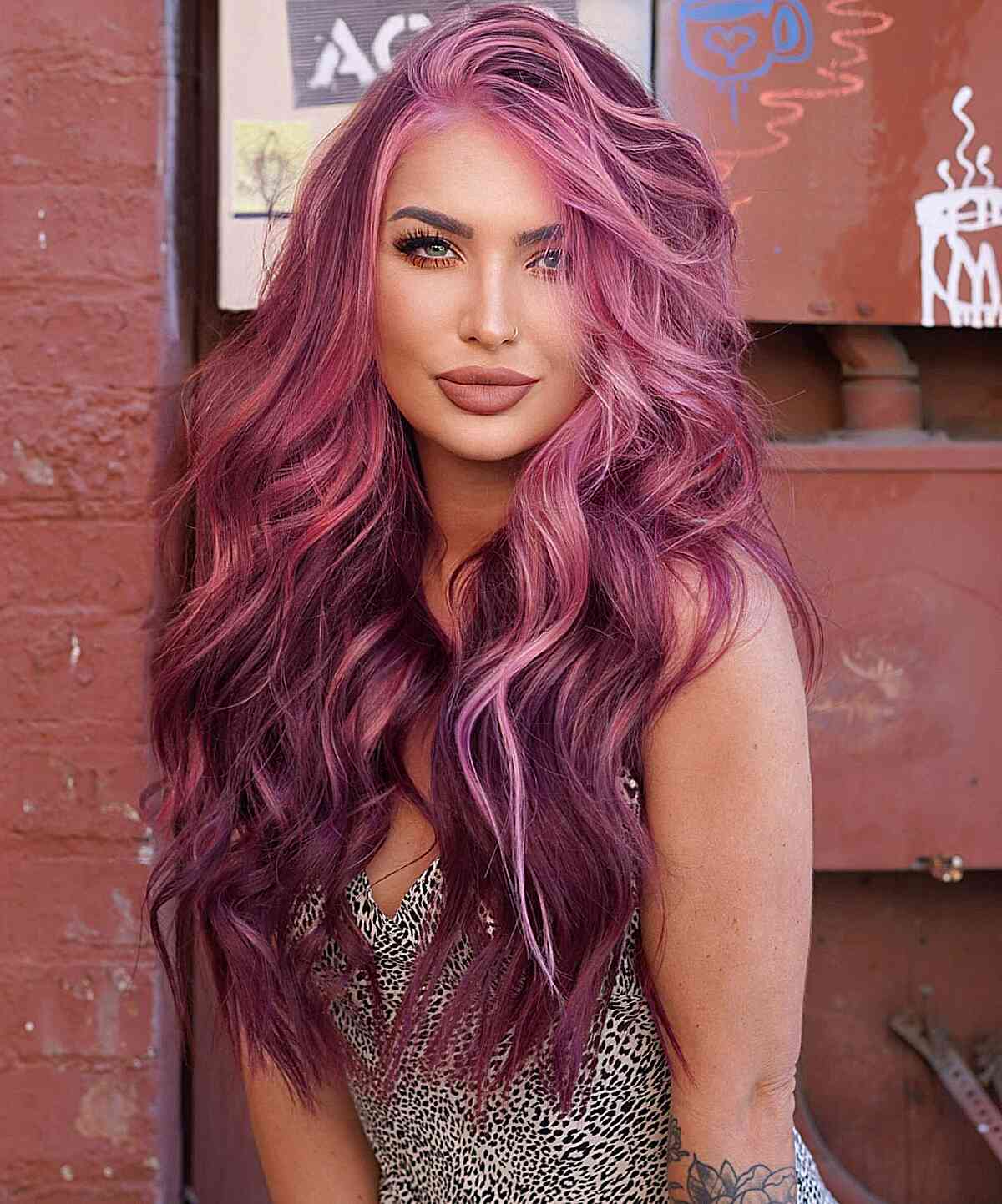 Mid-Back Pink Base With Lighter Pink — Simple Hair Color Ideas