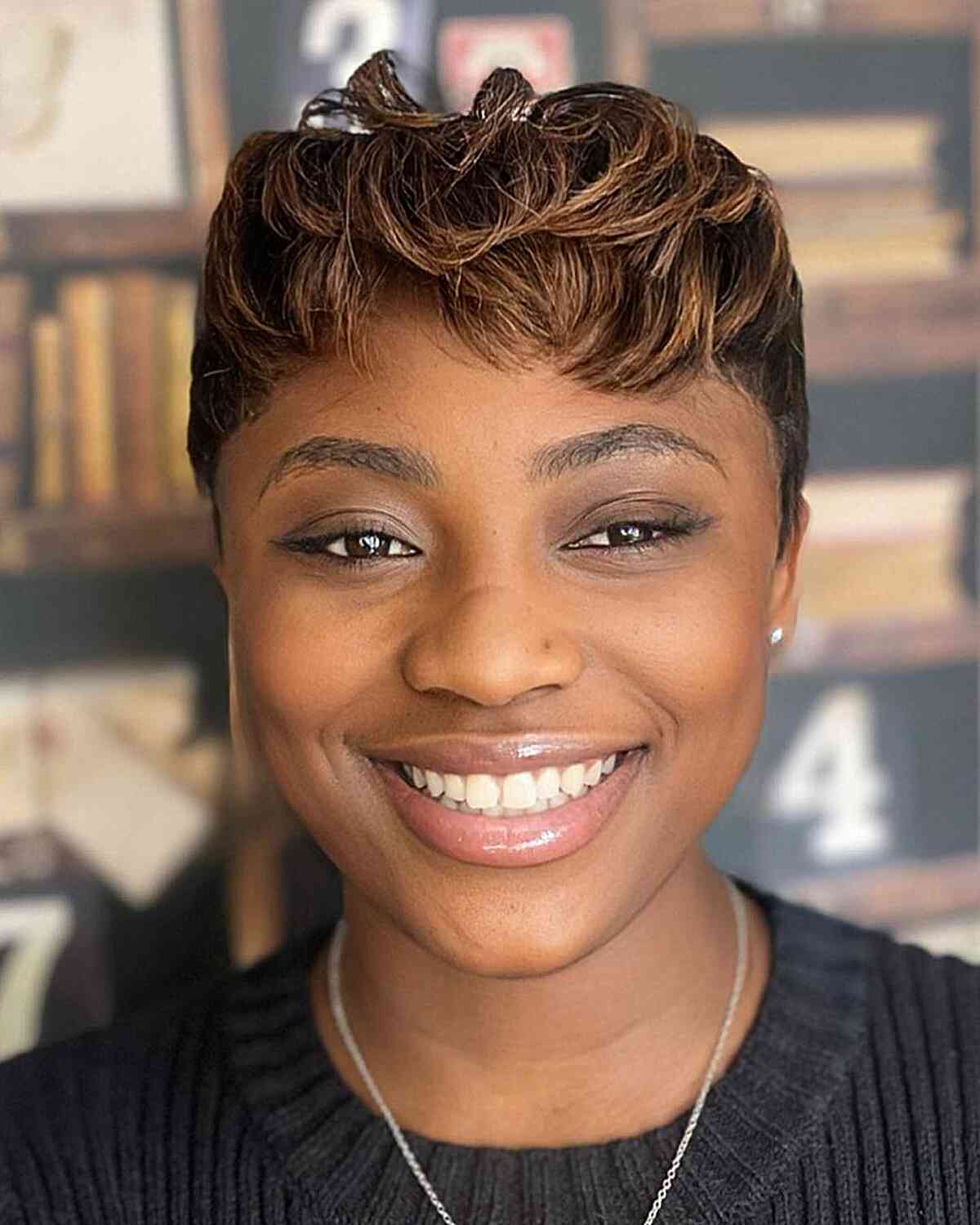 Pixie Bob With Honey Highlights Pixie Bob With Honey Highlights — Simple Haircuts for Black Women