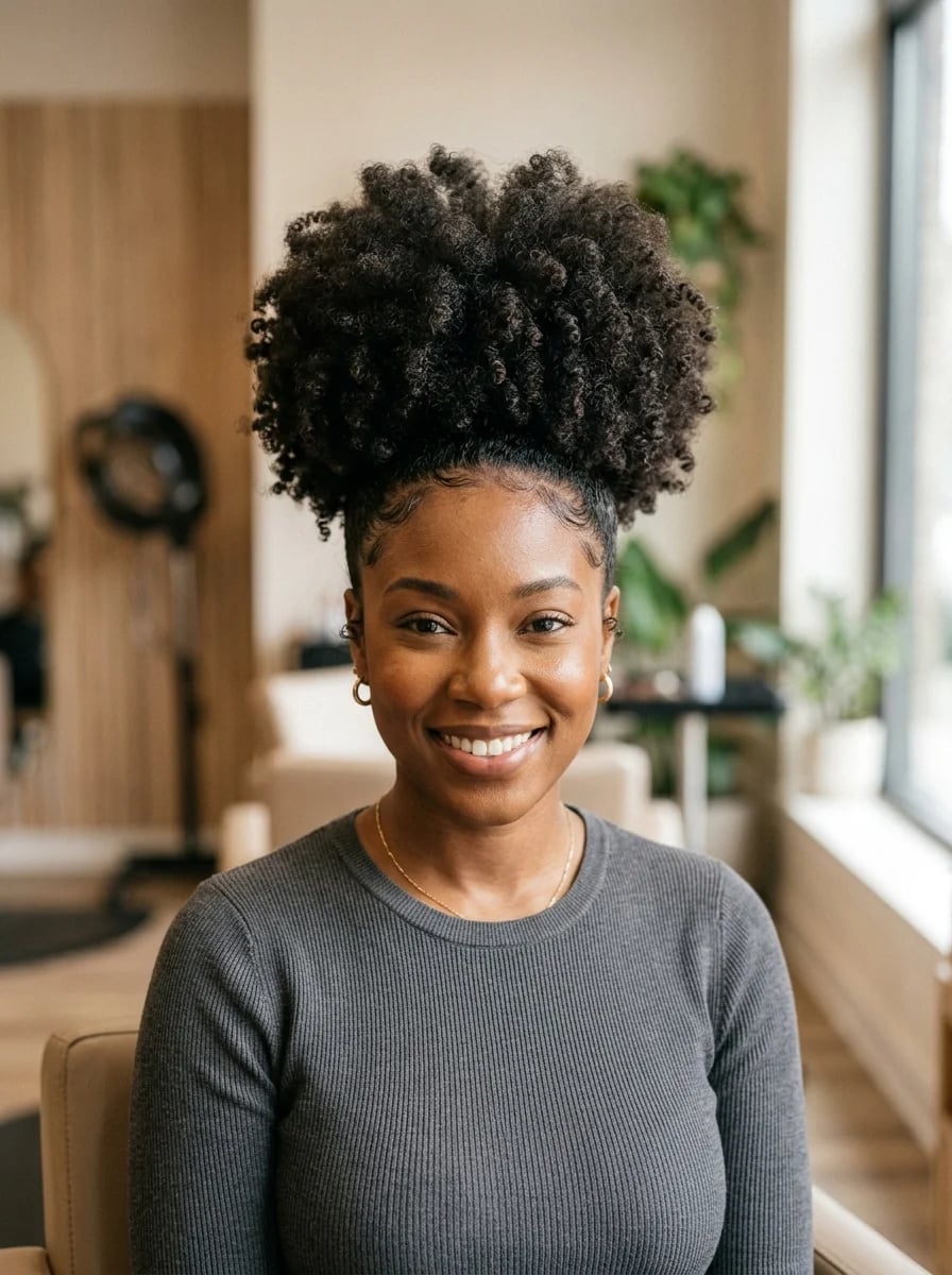 High Ponytail With Natural Afro High Ponytail With Natural Afro — Simple Haircuts for Black Women